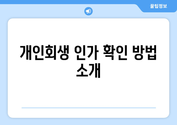 개인회생 인가 확인 방법 소개