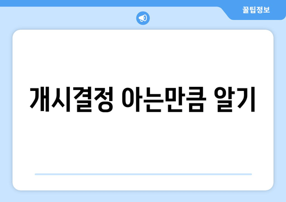 개시결정 아는만큼 알기