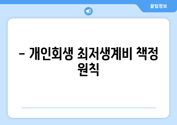 - 개인회생 최저생계비 책정 원칙