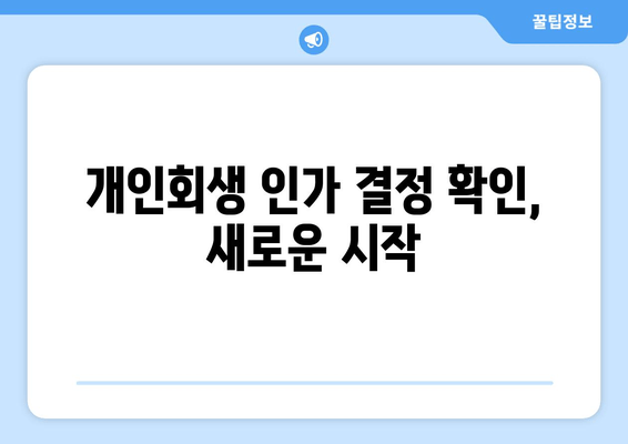 개인회생 인가 결정 확인, 새로운 시작