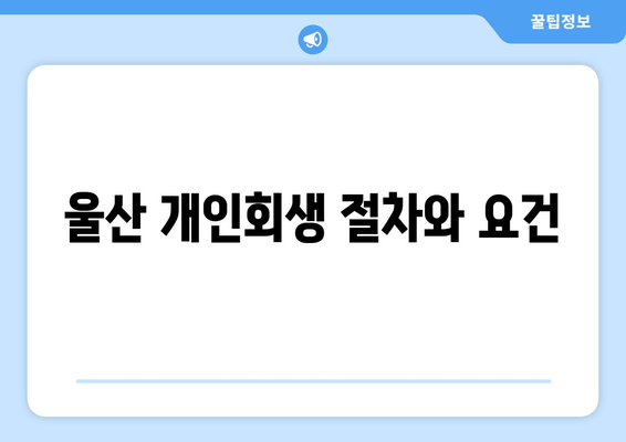 울산 개인회생 절차와 요건