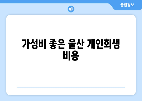 가성비 좋은 울산 개인회생 비용