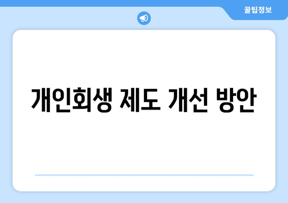 개인회생 제도 개선 방안