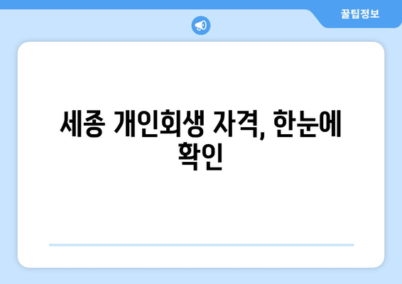 세종 개인회생 자격, 한눈에 확인