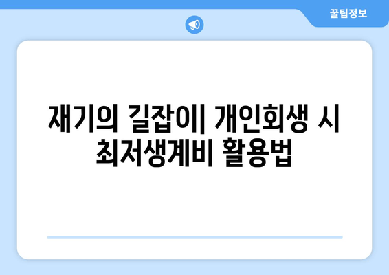 재기의 길잡이| 개인회생 시 최저생계비 활용법