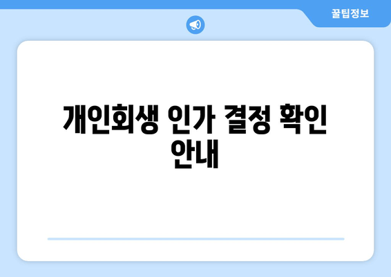 개인회생 인가 결정 확인 안내