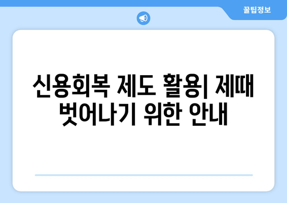 신용회복 제도 활용| 제때 벗어나기 위한 안내