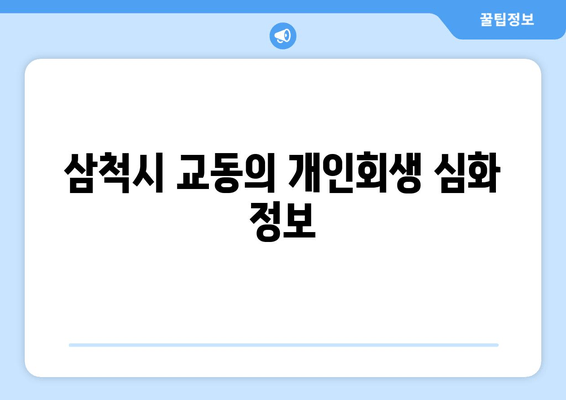 삼척시 교동의 개인회생 심화 정보