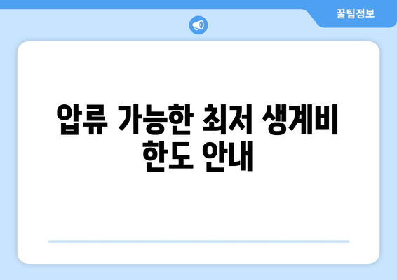 압류 가능한 최저 생계비 한도 안내