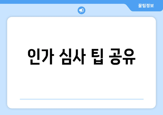 인가 심사 팁 공유