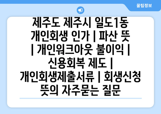 제주도 제주시 일도1동 개인회생 인가 | 파산 뜻 | 개인워크아웃 불이익 | 신용회복 제도 | 개인회생제출서류 | 회생신청 뜻