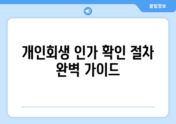 개인회생 인가 확인 절차 완벽 가이드