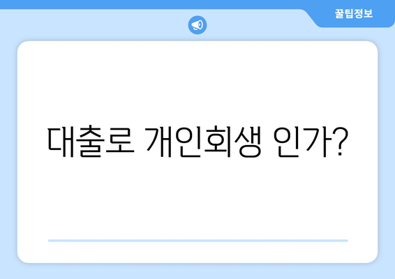 대출로 개인회생 인가?