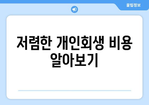 저렴한 개인회생 비용 알아보기