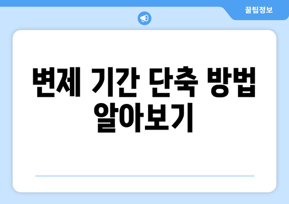 변제 기간 단축 방법 알아보기