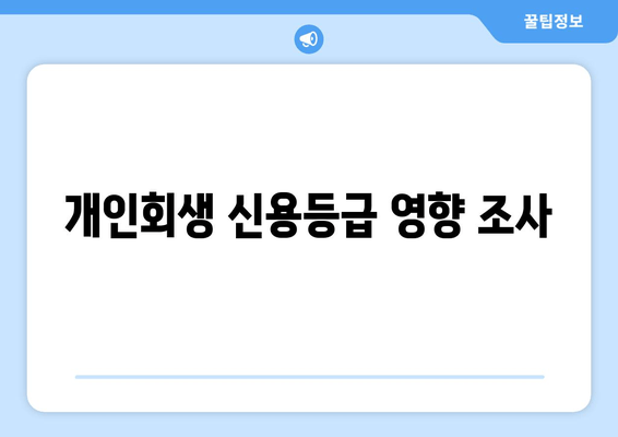 개인회생 신용등급 영향 조사