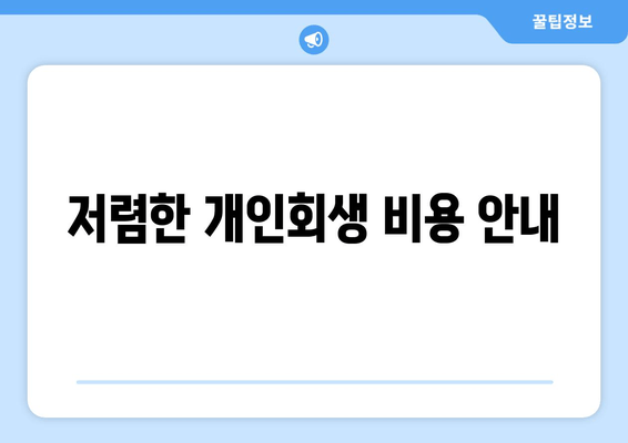 저렴한 개인회생 비용 안내