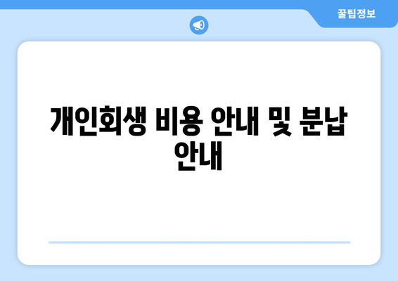 개인회생 비용 안내 및 분납 안내