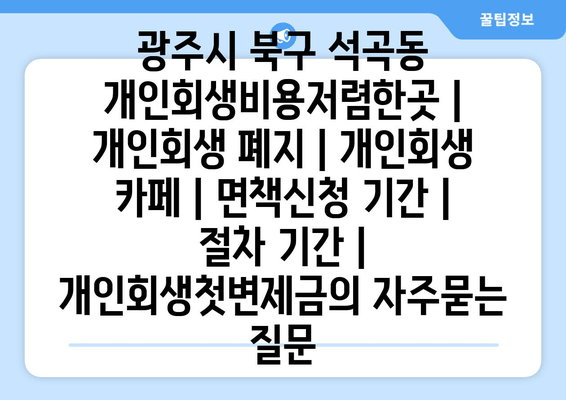 광주시 북구 석곡동 개인회생비용저렴한곳 | 개인회생 폐지 | 개인회생 카페 | 면책신청 기간 | 절차 기간 | 개인회생첫변제금