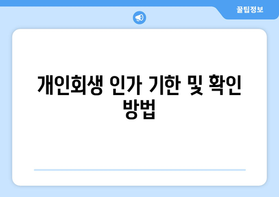 개인회생 인가 기한 및 확인 방법