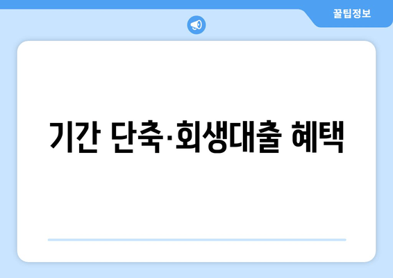 기간 단축·회생대출 혜택