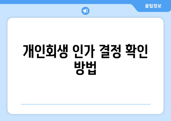 개인회생 인가 결정 확인 방법