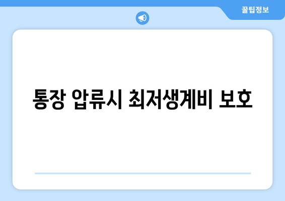 통장 압류시 최저생계비 보호