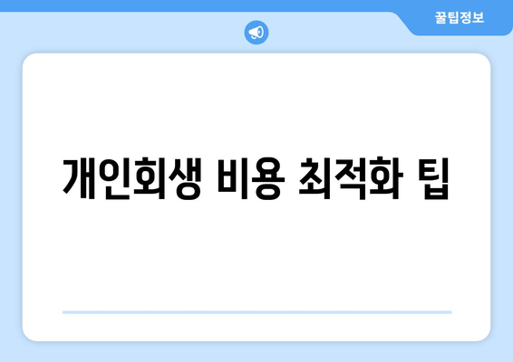 개인회생 비용 최적화 팁