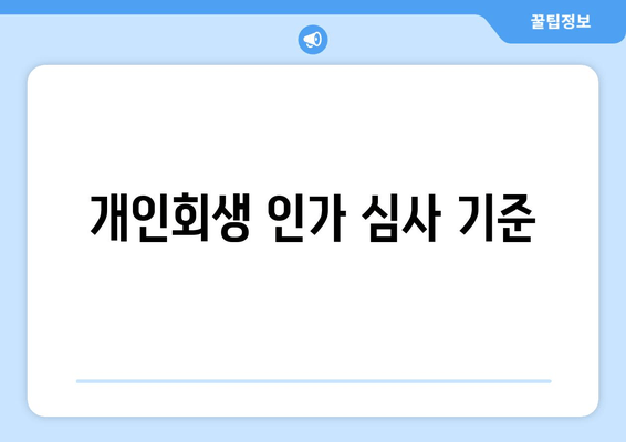 개인회생 인가 심사 기준