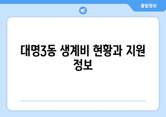 대명3동 생계비 현황과 지원 정보