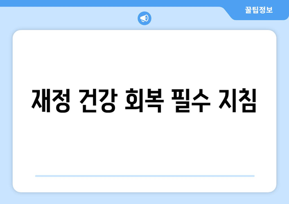 재정 건강 회복 필수 지침