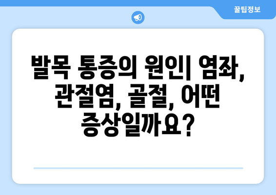 발목 염좌, 관절염, 골절| 통증과 붓기 완화를 위한 가이드 | 발목 부상, 통증 관리, 치료