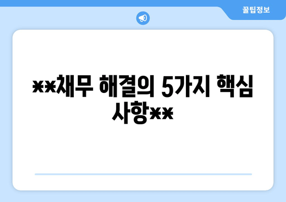 **채무 해결의 5가지 핵심 사항**