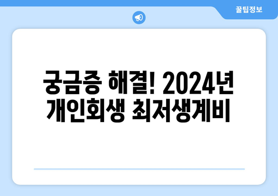 궁금증 해결! 2024년 개인회생 최저생계비