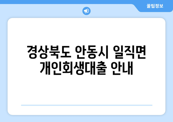 경상북도 안동시 일직면 개인회생대출 안내