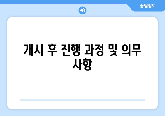 개시 후 진행 과정 및 의무 사항