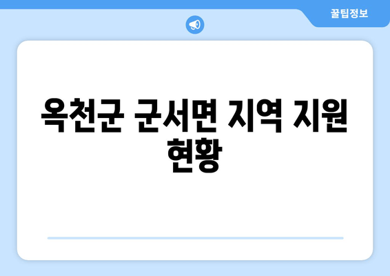 옥천군 군서면 지역 지원 현황