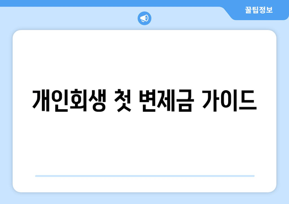 개인회생 첫 변제금 가이드