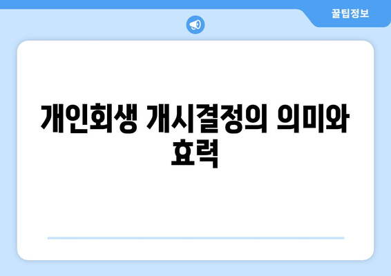 개인회생 개시결정의 의미와 효력