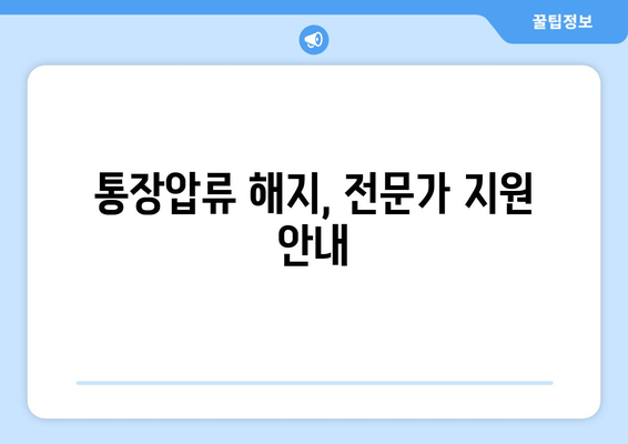 통장압류 해제, 전문가 지원 안내