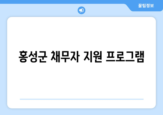 홍성군 채무자 지원 프로그램