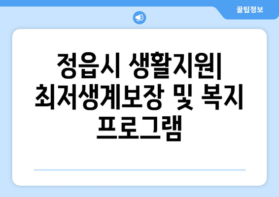 정읍시 생활지원| 최저생계보장 및 복지 프로그램