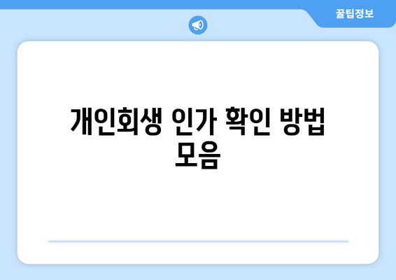 개인회생 인가 확인 방법 모음