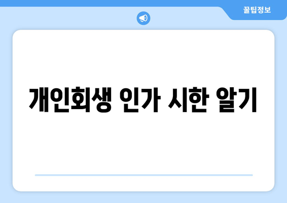 개인회생 인가 시한 알기