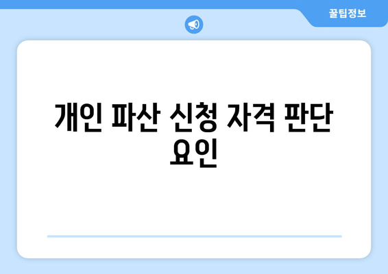 개인 파산 신청 자격 판단 요인