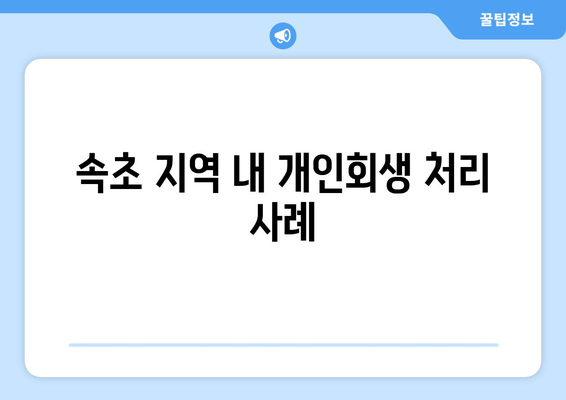 속초 지역 내 개인회생 처리 사례