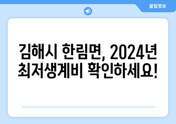 김해시 한림면, 2024년 최저생계비 확인하세요!