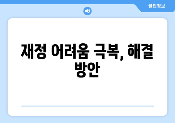 재정 어려움 극복, 해결 방안