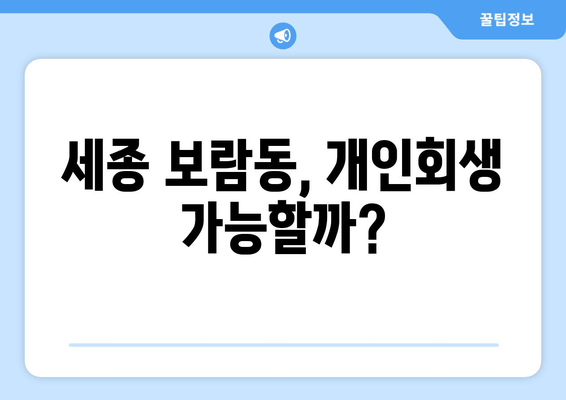 세종 보람동, 개인회생 가능할까?