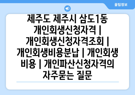 제주도 제주시 삼도1동 개인회생신청자격 | 개인회생신청자격조회 | 개인회생비용분납 | 개인회생 비용 | 개인파산신청자격